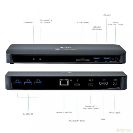 Stacja dokującaThunderbolt 3/USB-C Dual 4K Docking Station + USB-C to DisplayPort Cable (1,5m) + Power Delivery 60W