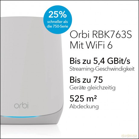 System WiFi 6 Orbi RBK763S AX5400 3-pak