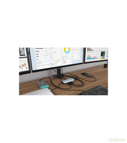 USB-C Metal Nano Stacja Dokująca 3x Display 2x DP 1x HDMI LAN Power Delivery 100 W