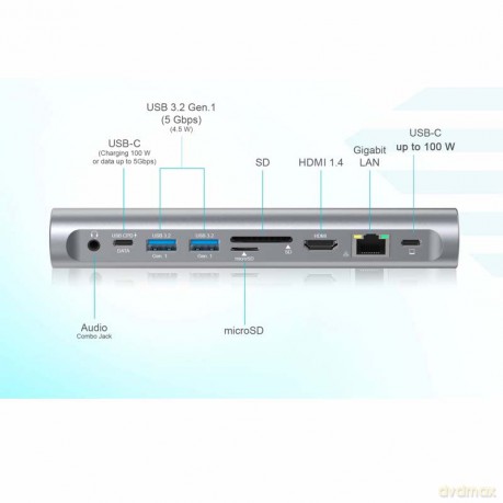 Zestaw stacja dokująca + podstawka Metal Cooling Pad for notebooks (up-to 15.6) with USB-C Docking Station (Power Delivery 100 W)