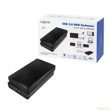 Zewnętrzna obudowa HDD 3.5 cala, SATA, USB3.0, Czarna Aluminiowa