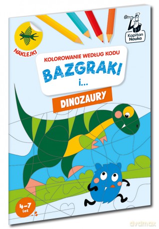 Bazgraki i dinozaury. Kolorowanie według kodu. Kapitan Nauka. Bazgraki - Opracowanie zbiorowe [KSIĄŻKA]