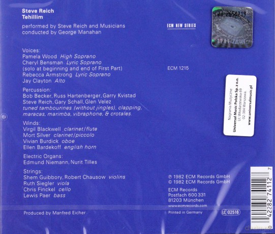 Steve Reich: Tehilim [CD]