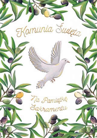 Karnet Komunia Gołąb z oliwkami