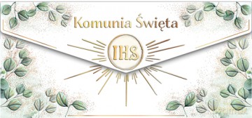Koperta na pieniądze Komunia Kielich z eukaliptusem
