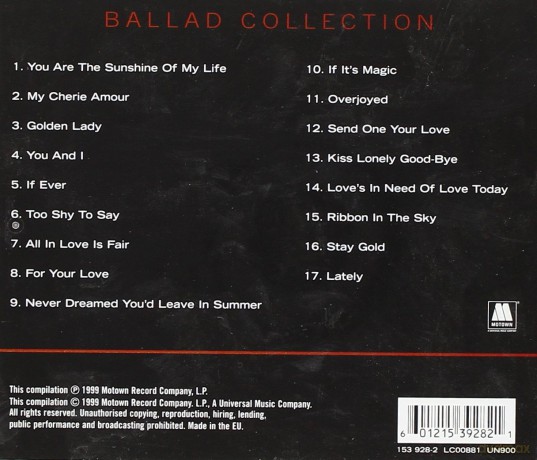 Stevie Wonder: Ballad Collection [CD]