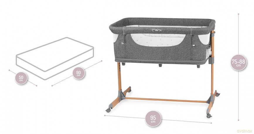 Łóżeczko dostawne SMART BED szare