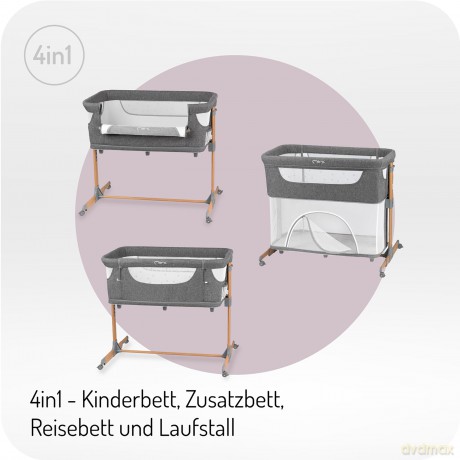 Łóżeczko dostawne SMART BED szare