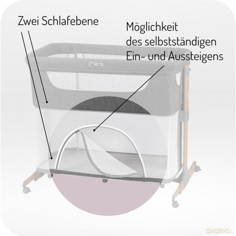 Łóżeczko dostawne SMART BED szare