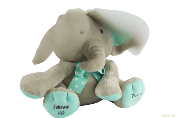 Maskotka interaktywna Słonik A Kuku beżowo-miętowy 24 cm