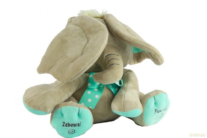 Maskotka interaktywna Słonik A Kuku beżowo-miętowy 24 cm