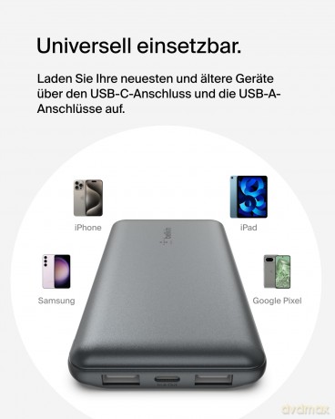 PowerBank 10 000mAh USB A i C 15W space gray