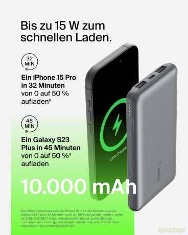 PowerBank 10 000mAh USB A i C 15W space gray