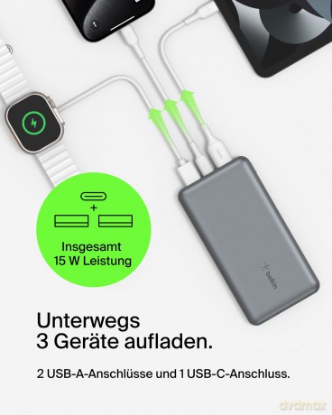 PowerBank 10 000mAh USB A i C 15W space gray