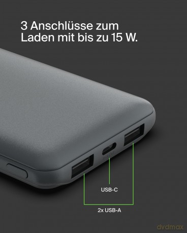 PowerBank 10 000mAh USB A i C 15W space gray