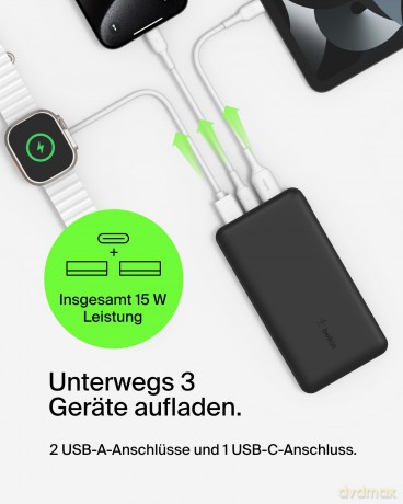 PowerBank 20 000mAh 15W USB-A/USB-C czarny