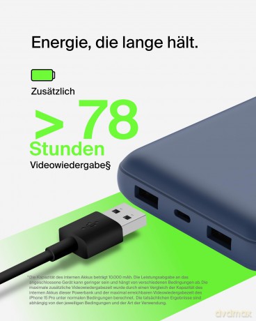 PowerBank 20 000mAh 15W USB-A/USB-C niebieski
