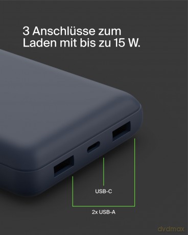 PowerBank 20 000mAh 15W USB-A/USB-C niebieski