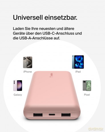 PowerBank 20 000mAh 15W USB-A/USB-C różowe złoto
