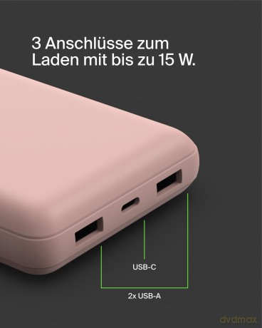 PowerBank 20 000mAh 15W USB-A/USB-C różowe złoto