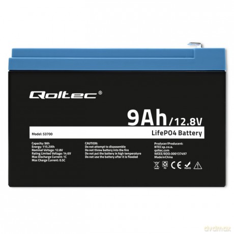 Akumulator LiFePO4 Litowo-Żelazowo-Fforanowy | 12.8V | 9Ah | 115.2Wh | BMS