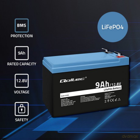 Akumulator LiFePO4 Litowo-Żelazowo-Fforanowy | 12.8V | 9Ah | 115.2Wh | BMS