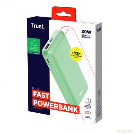 Powerbank REDOH 20.000 mA zielony