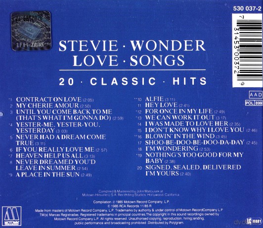 Stevie Wonder: Love Songs 20 Classic Hits [CD]