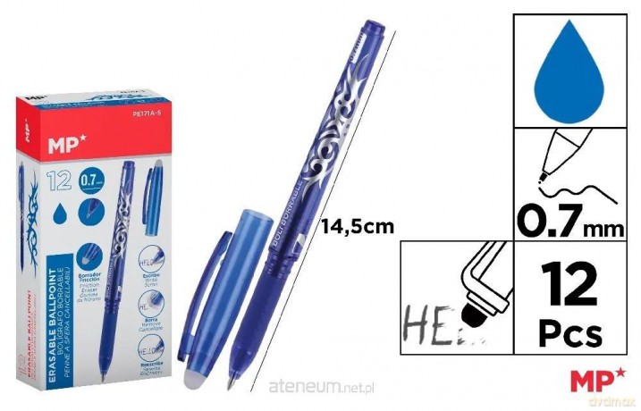 Długopis ścieralny 0,7mm niebieski (12szt)