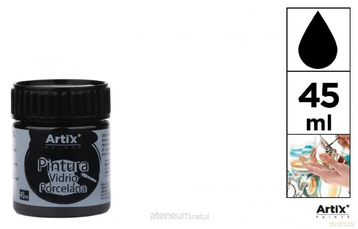 Farba do szkła i ceramiki 45ml czarna (6szt)