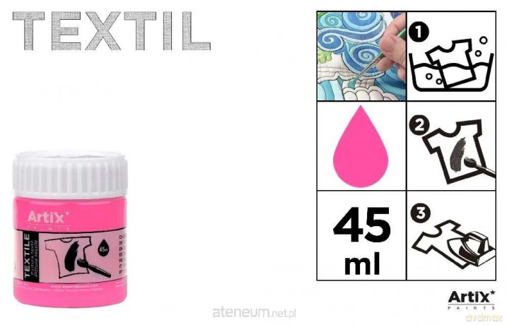 Farba do tkanin 45ml różowa (6szt)