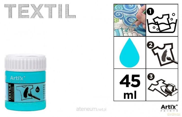 Farba do tkanin błękit turkusowy 45ml (6szt)