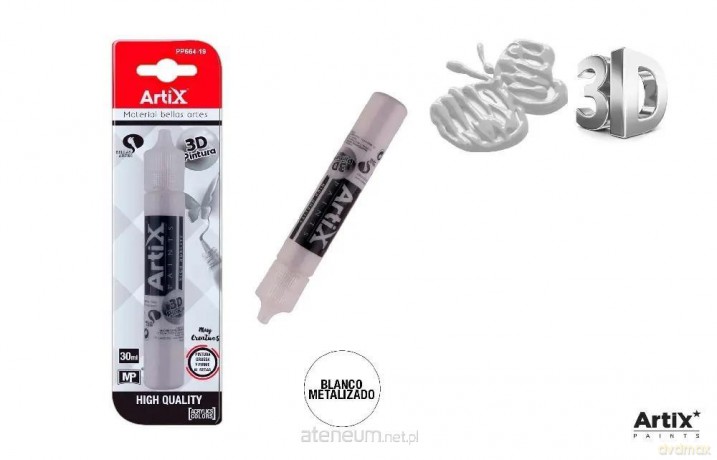 Farba strukturalna 3D biały metalizowany 30ml