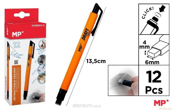 Gumka w długopisie Click pomarańcz korpus (12szt)