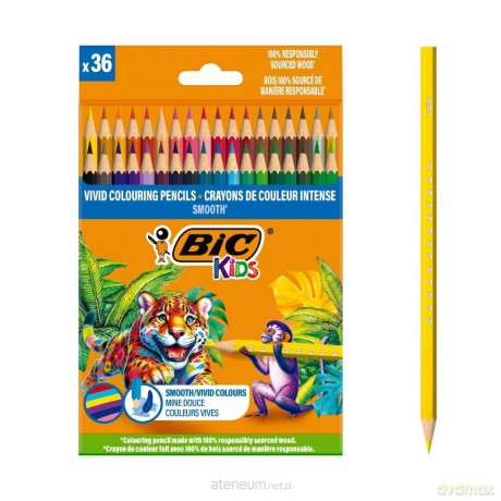 Kredki drewniane Kids Smooth ECO 36szt BIC