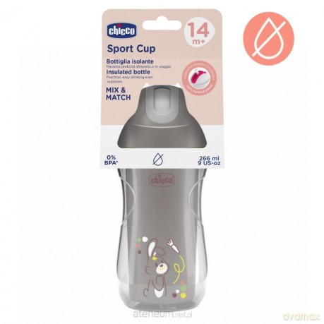 Kubek niekapek termicz ze słomką 266ml szary 14m+