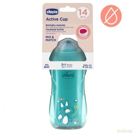 Kubek niekapek termiczny 266ml turkusowy 14m+