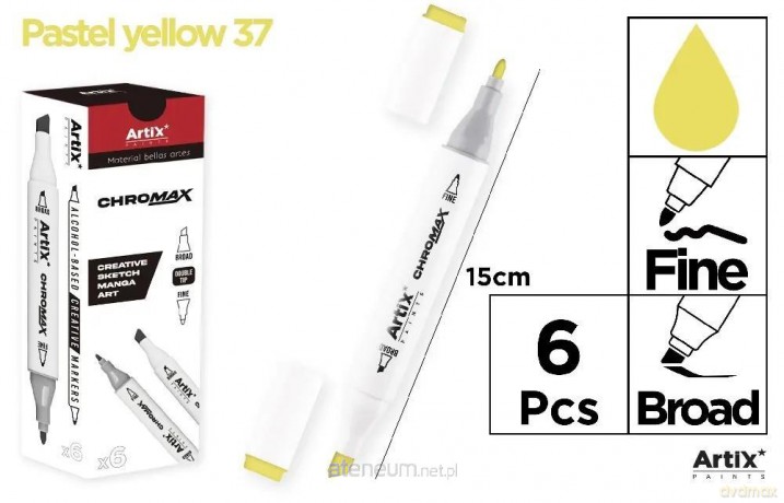 Marker Chromax z 2 końcówk pastel yellow 37 (6szt)