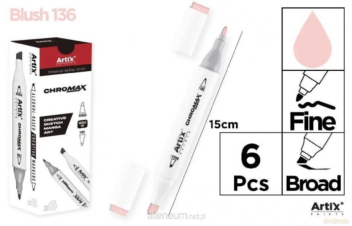 Marker Chromax z 2 końcówk. blush 136 (6szt)