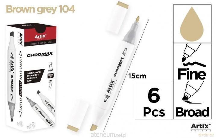 Marker Chromax z 2 końcówk. brown grey 104 (6szt)