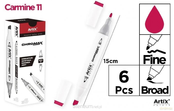 Marker Chromax z 2 końcówk. carmine 11 (6szt)