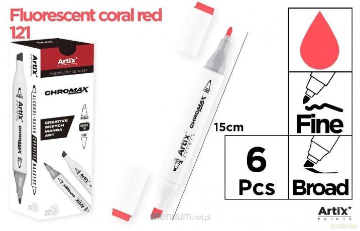 Marker Chromax z 2 końcówk. fluor coral 121 (6szt)