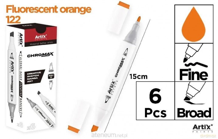 Marker Chromax z 2 końcówk. fluor orange 122 (6szt