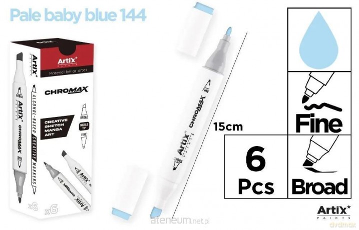 Marker Chromax z 2 końcówk. pale blue 144 (6szt)