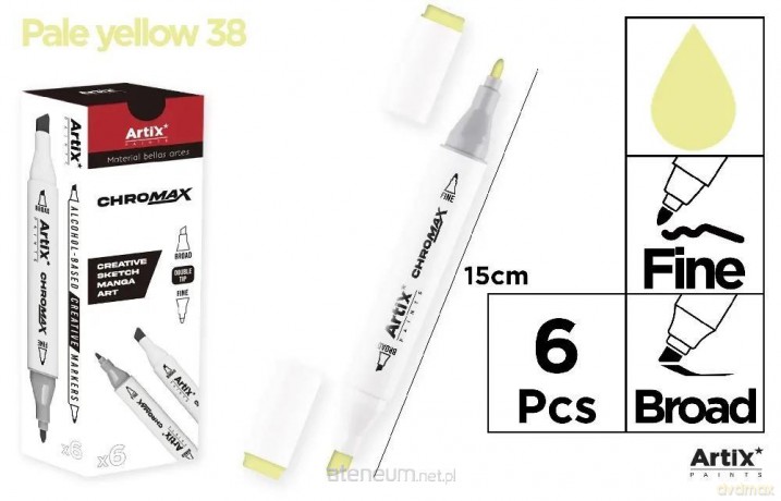Marker Chromax z 2 końcówk. pale yellow 38 (6szt)
