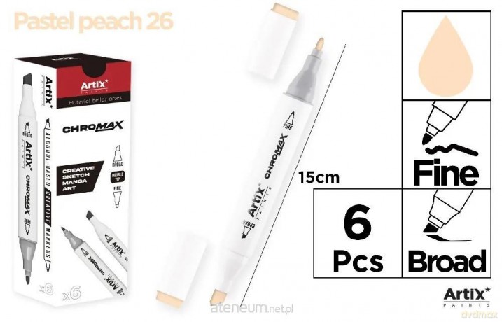 Marker Chromax z 2 końcówk. pastel peach 26 (6szt)