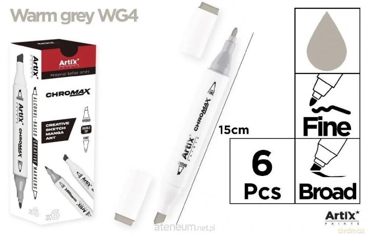 Marker Chromax z 2 końcówk. warm grey WG4 (6szt)