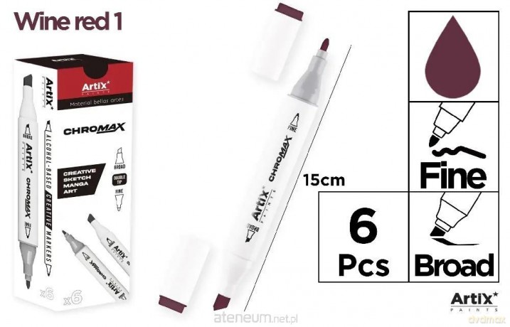 Marker Chromax z 2 końcówkami wine red 1 (6szt)