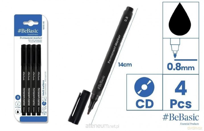 Marker permanentny 4szt czarny