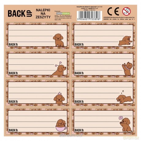 Nalepki na zeszyty BackUp 7 A17 (25szt)
